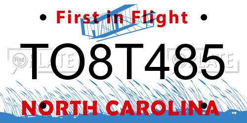 TO8T485 North Carolina License Plate
