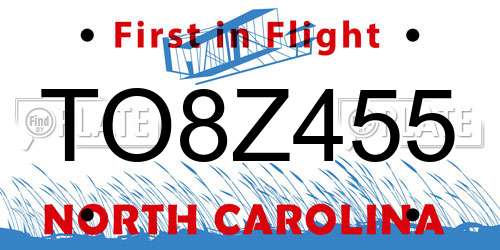 TO8Z455 North Carolina License Plate