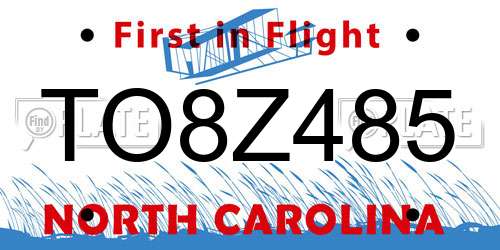 TO8Z485 North Carolina License Plate