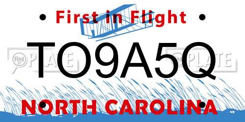 TO9A5Q North Carolina License Plate