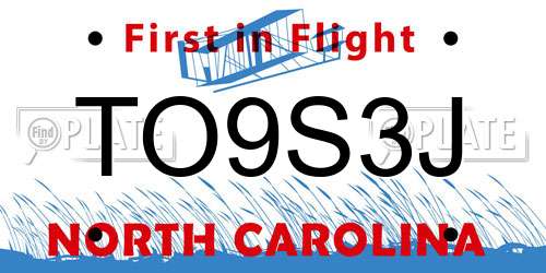 TO9S3J North Carolina License Plate