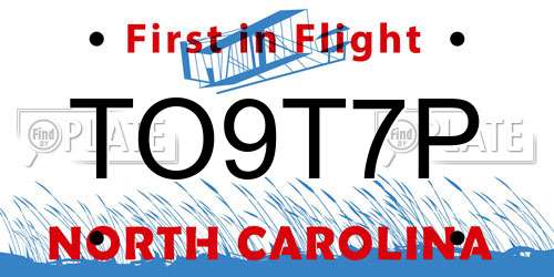TO9T7P North Carolina License Plate