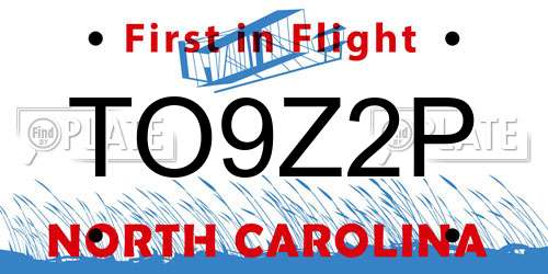 TO9Z2P North Carolina License Plate