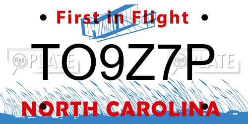 TO9Z7P North Carolina License Plate