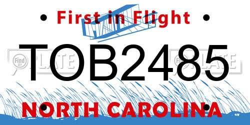 TOB2485 North Carolina License Plate