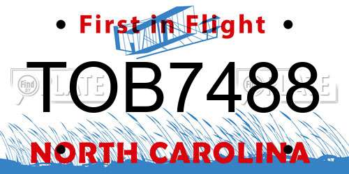 TOB7488 North Carolina License Plate