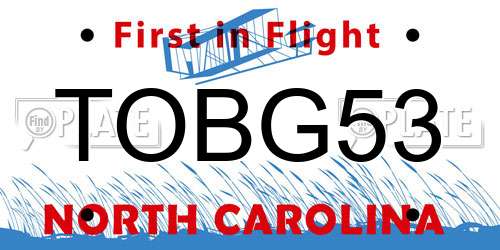 TOBG53 North Carolina License Plate