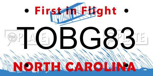 TOBG83 North Carolina License Plate