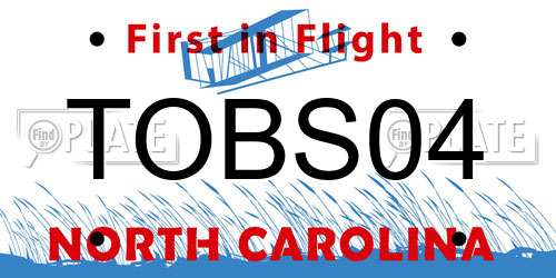 TOBS04 North Carolina License Plate