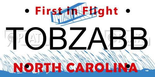 TOBZABB North Carolina License Plate