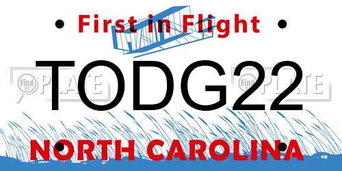 TODG22 North Carolina License Plate