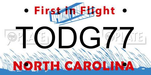 TODG77 North Carolina License Plate