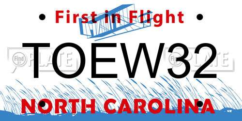 TOEW32 North Carolina License Plate