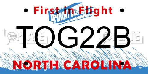 TOG22B North Carolina License Plate