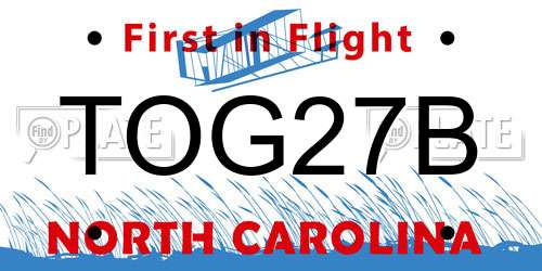 TOG27B North Carolina License Plate