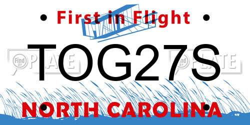 TOG27S North Carolina License Plate