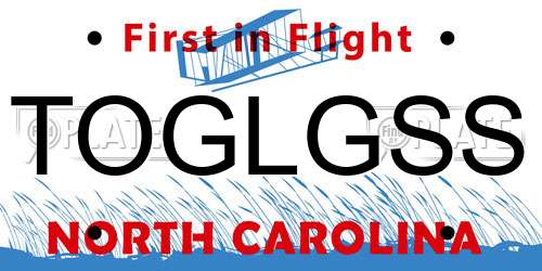 TOGLGSS North Carolina License Plate