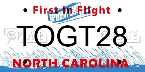 TOGT28 North Carolina License Plate