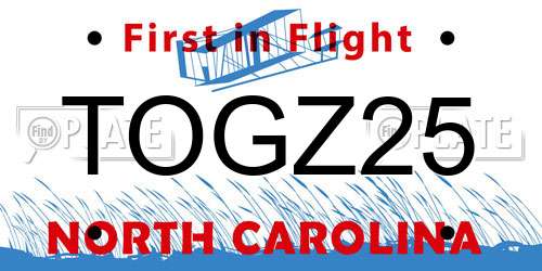 TOGZ25 North Carolina License Plate