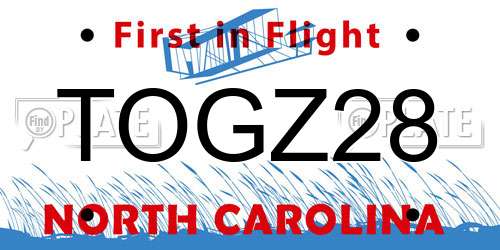TOGZ28 North Carolina License Plate