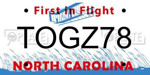 TOGZ78 North Carolina License Plate