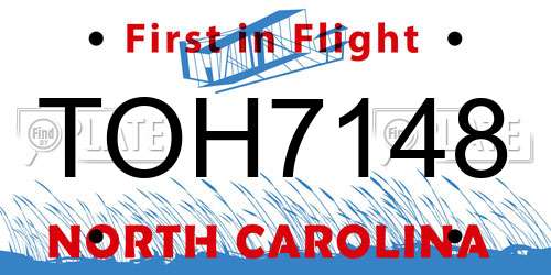 TOH7148 North Carolina License Plate