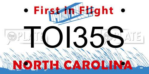 TOI35S North Carolina License Plate