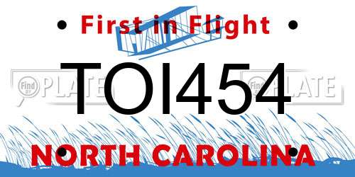TOI454 North Carolina License Plate