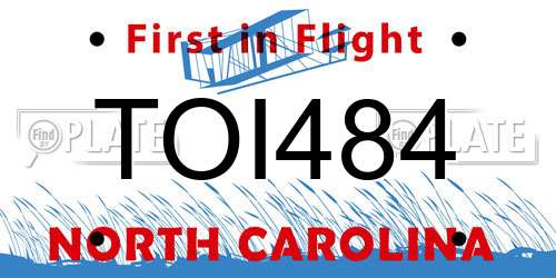 TOI484 North Carolina License Plate
