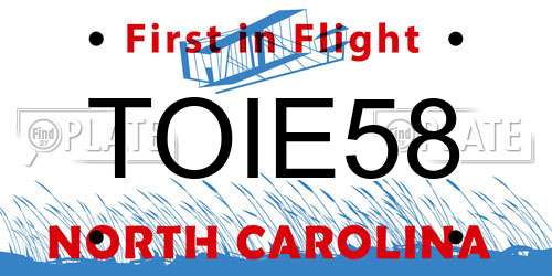 TOIE58 North Carolina License Plate