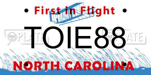 TOIE88 North Carolina License Plate