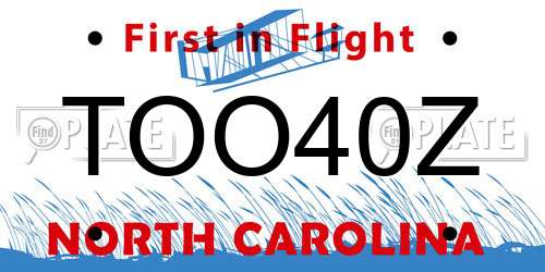TOO40Z North Carolina License Plate