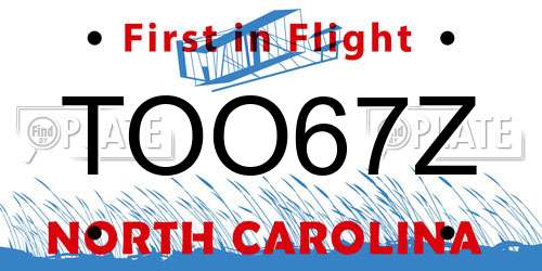 TOO67Z North Carolina License Plate
