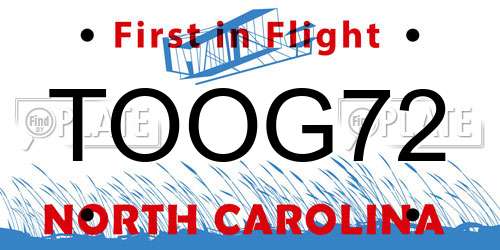 TOOG72 North Carolina License Plate