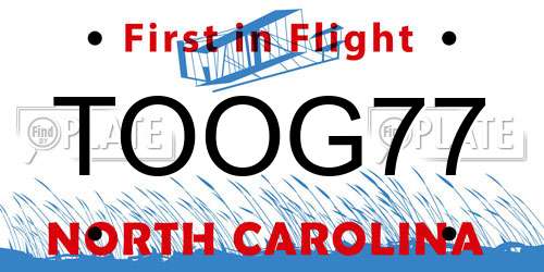 TOOG77 North Carolina License Plate