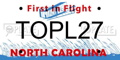 TOPL27 North Carolina License Plate