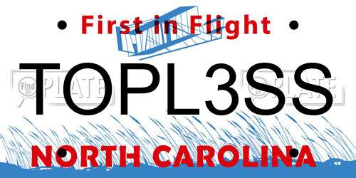 TOPL3SS North Carolina License Plate