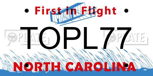 TOPL77 North Carolina License Plate