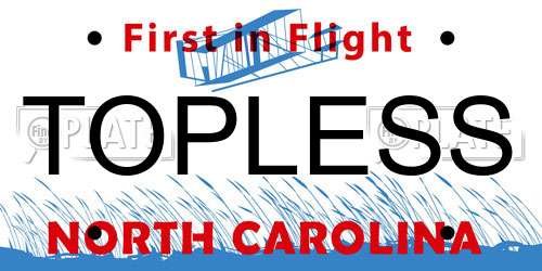 TOPLESS North Carolina License Plate