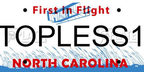 TOPLESS1 North Carolina License Plate