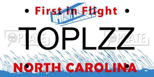 TOPLZZ North Carolina License Plate