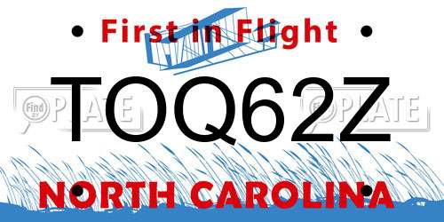 TOQ62Z North Carolina License Plate