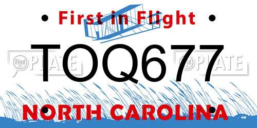 TOQ677 North Carolina License Plate