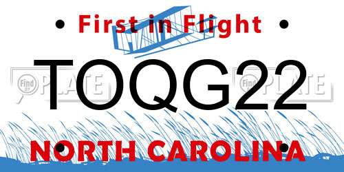 TOQG22 North Carolina License Plate
