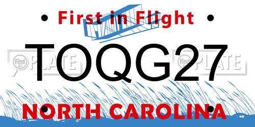 TOQG27 North Carolina License Plate