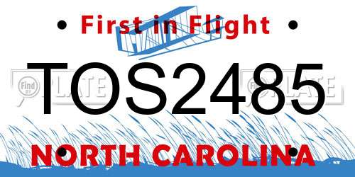 TOS2485 North Carolina License Plate