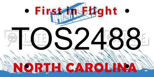 TOS2488 North Carolina License Plate