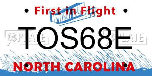TOS68E North Carolina License Plate