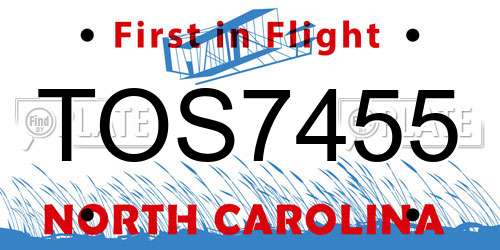 TOS7455 North Carolina License Plate