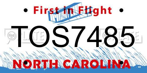 TOS7485 North Carolina License Plate